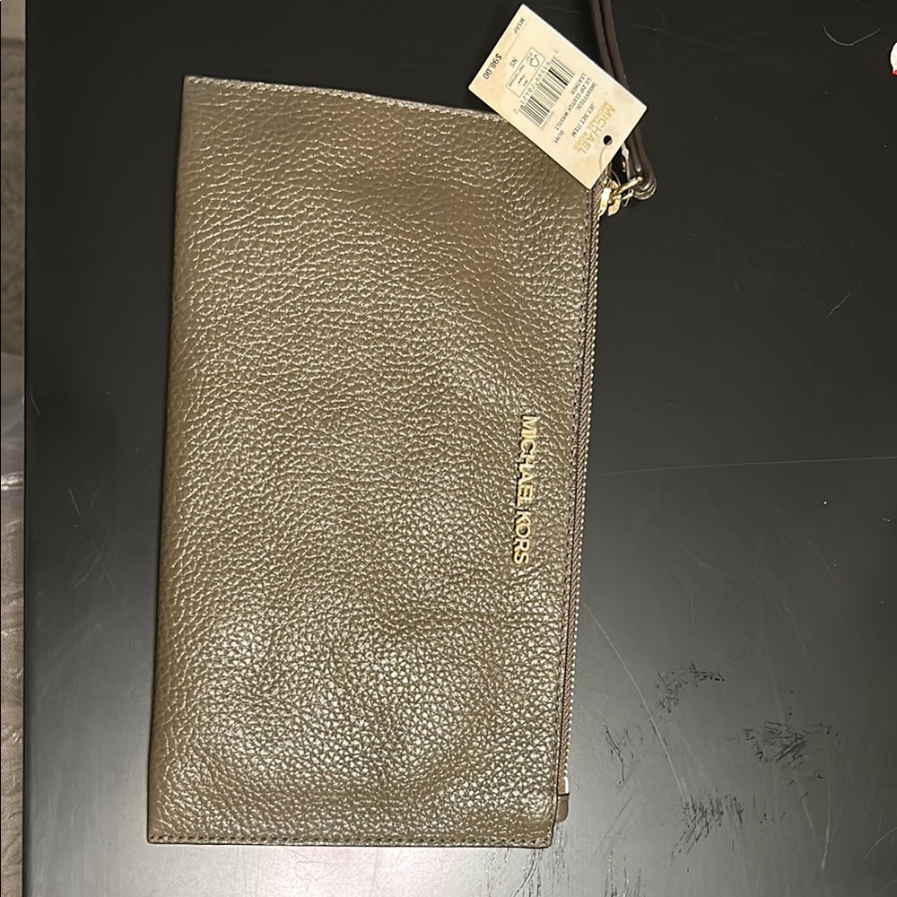Michael Kors olive green  Wristlet Clutch